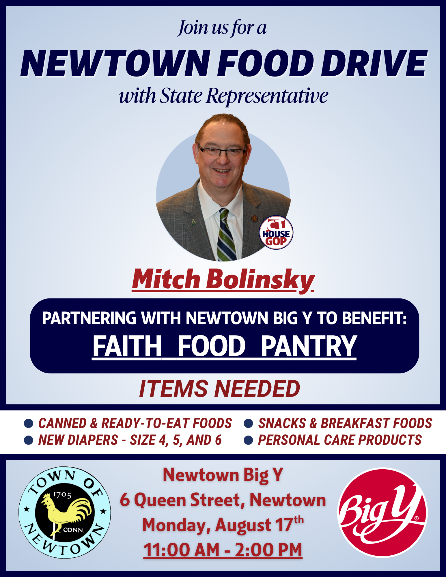 State Rep. Mitch Bolinsky to Host Community Food Drive at Newtown Big Y